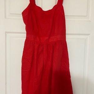 Red open back Jcrew dress with bow